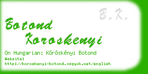 botond koroskenyi business card