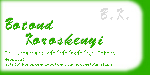 botond koroskenyi business card